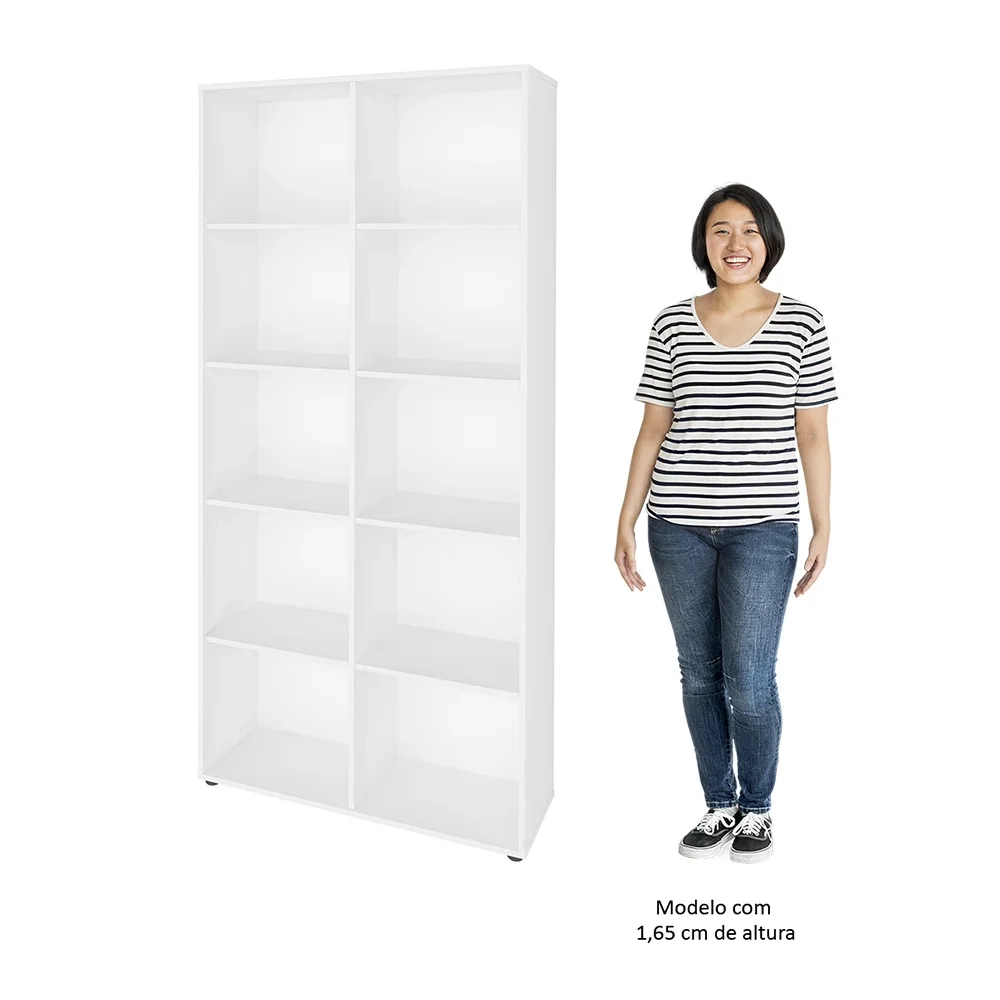 Mesa Escrivaninha em L Eron e Estante Livreiro 90x187cm Lean A06 Branco - Mpozenato 