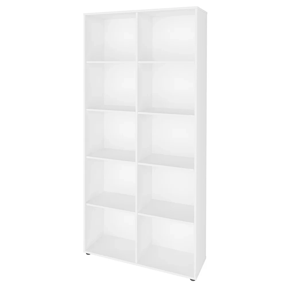 Mesa Escrivaninha em L Eron e Estante Livreiro 90x187cm Lean A06 Branco - Mpozenato 