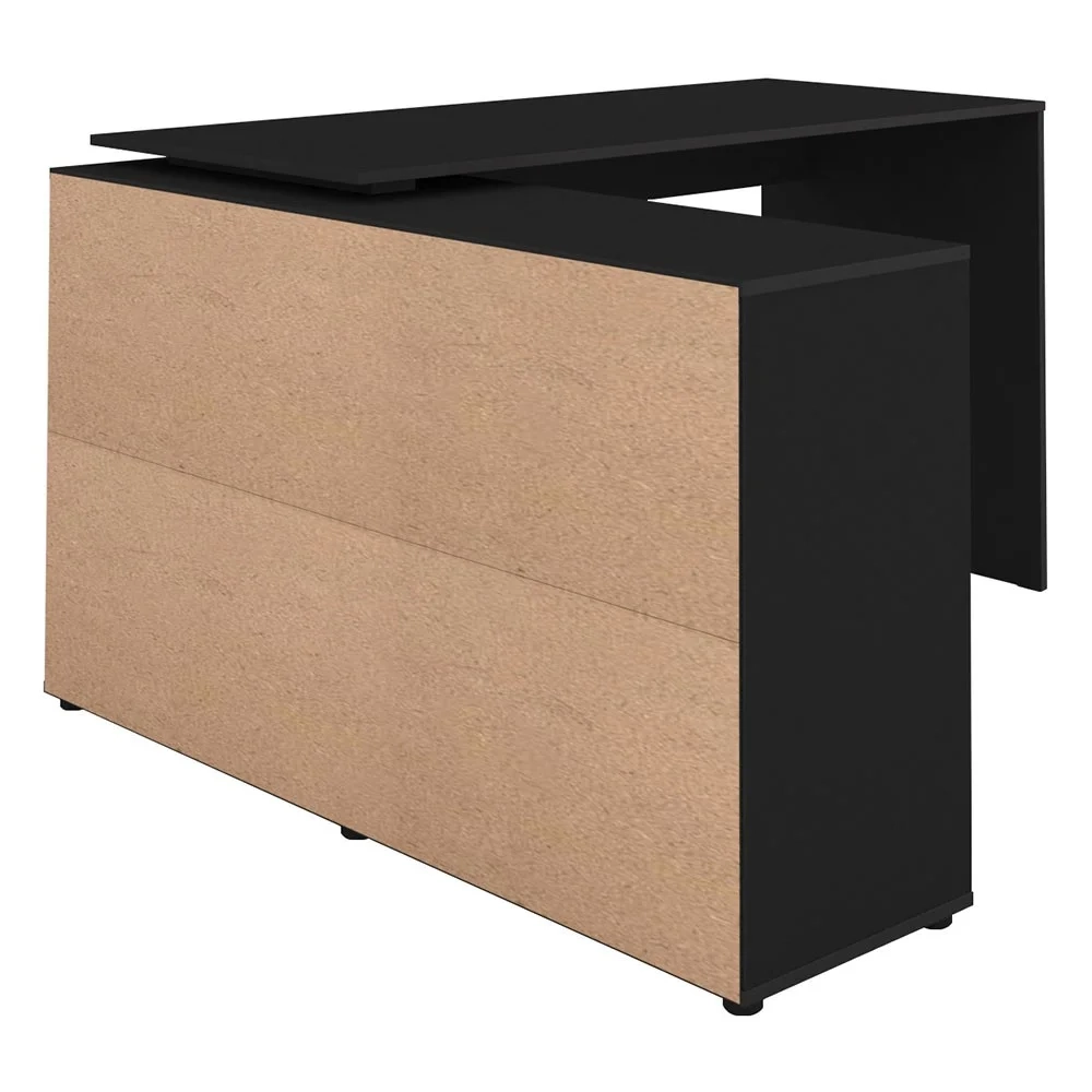 Mesa Escrivaninha em L Eron e Estante Livreiro Stela A06 Preto - Mpozenato 