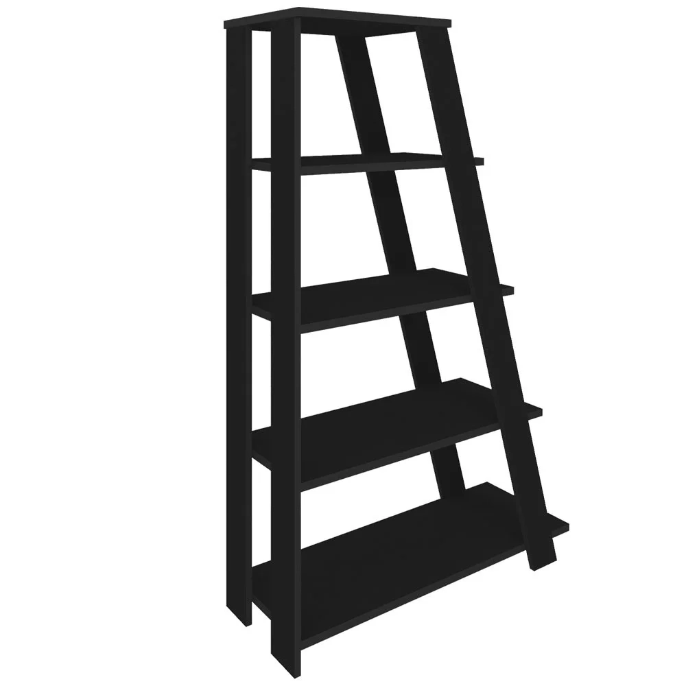 Mesa Escrivaninha em L Eron e Estante Livreiro Stela A06 Preto - Mpozenato 