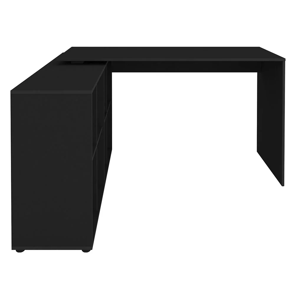 Mesa Escrivaninha em L Eron e Estante Livreiro Stela A06 Preto - Mpozenato 