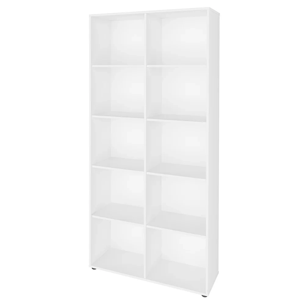 Mesa Escrivaninha em L Eron e Estante Livreiro 90x187cm Lean A06 Branco/Carvalho - Mpozenato 