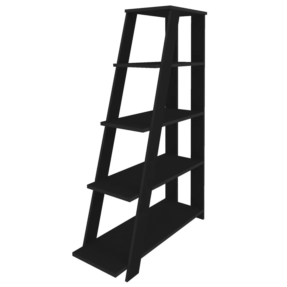 Mesa Escrivaninha em L Eron e Estante Livreiro Stela A06 Freijó/Preto - Mpozenato 