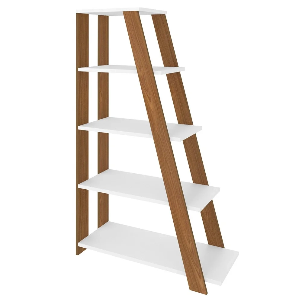 Mesa Escrivaninha em L Eron e Estante Livreiro Stela A06 Branco/Carvalho/Freijó - Mpozenato 