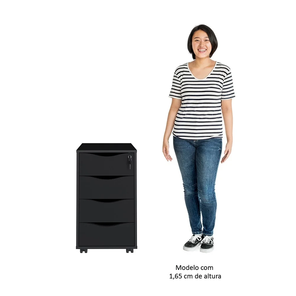 Conjunto Escritório Home Office 4 Peças Mity A06 Preto - Mpozenato