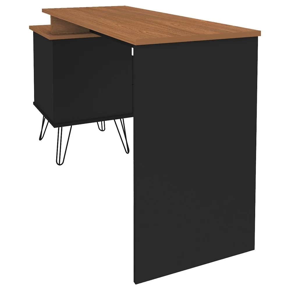 Mesa Escrivaninha Industrial e Estante Livreiro Stela A06 Preto/Freijó - Mpozenato