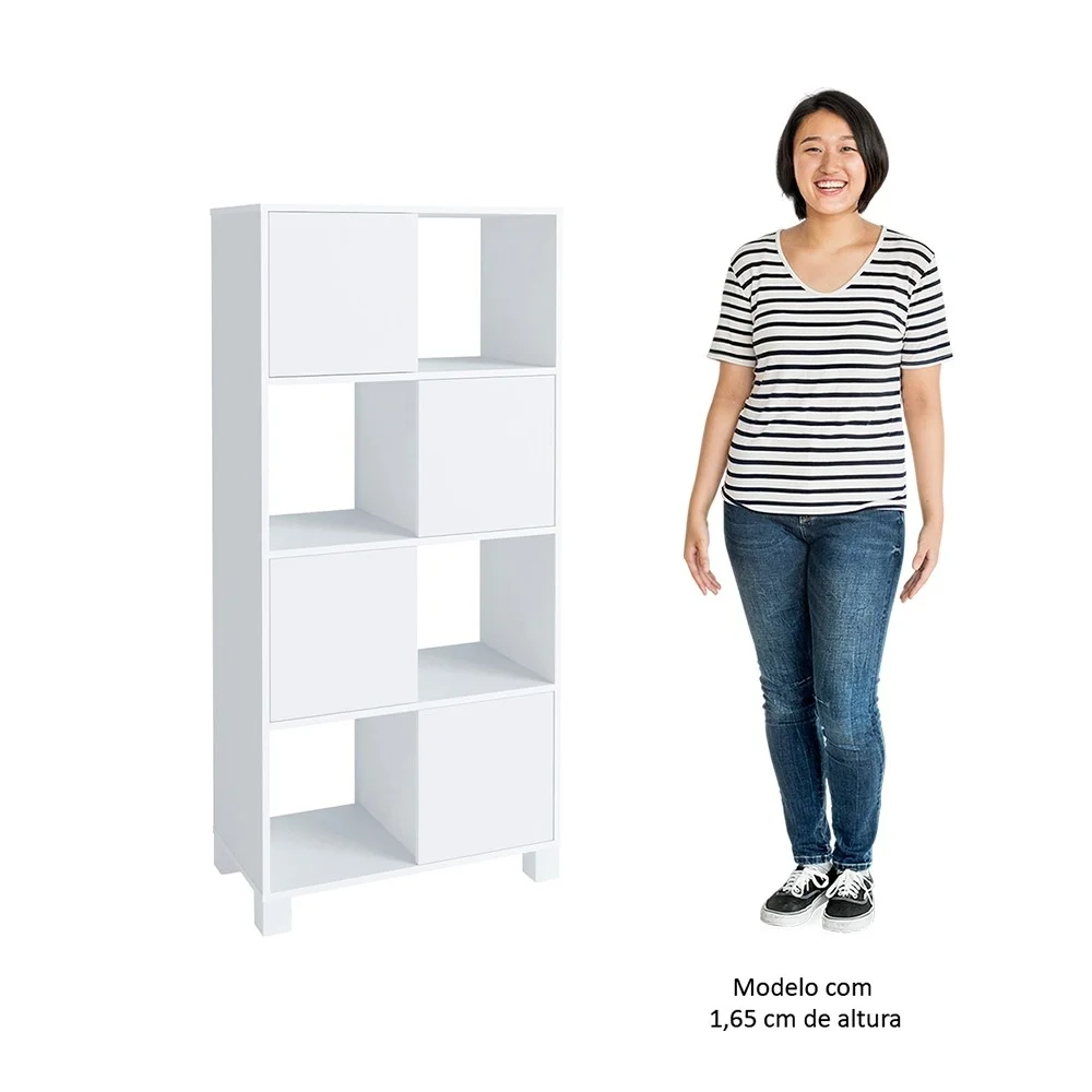 Conjunto Escritório Home Office 4 Peças Mity A06 Branco/Carvalho - Mpozenato