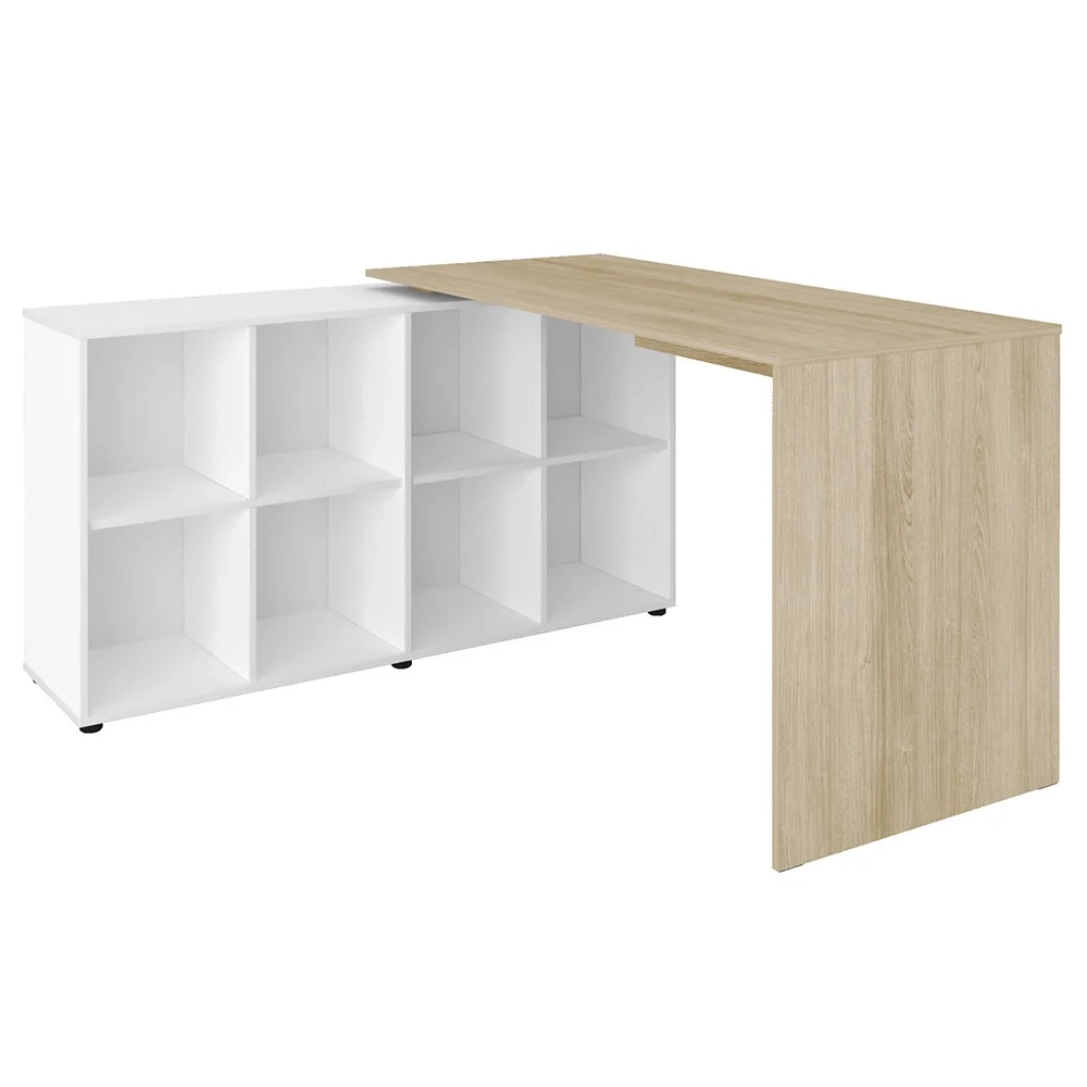 Conjunto Escritório Home Office 4 Peças Mity A06 Branco/Carvalho - Mpozenato