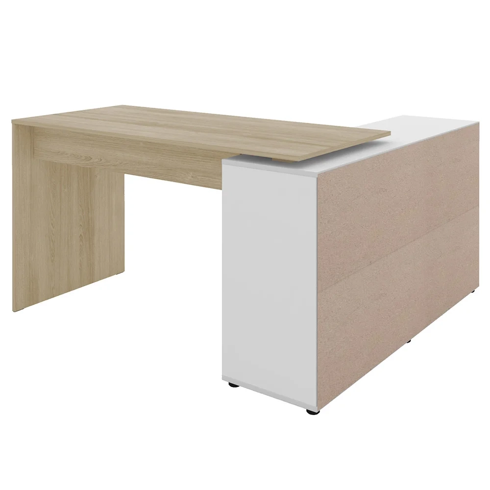 Conjunto Escritório Home Office 4 Peças Mity A06 Branco/Carvalho - Mpozenato