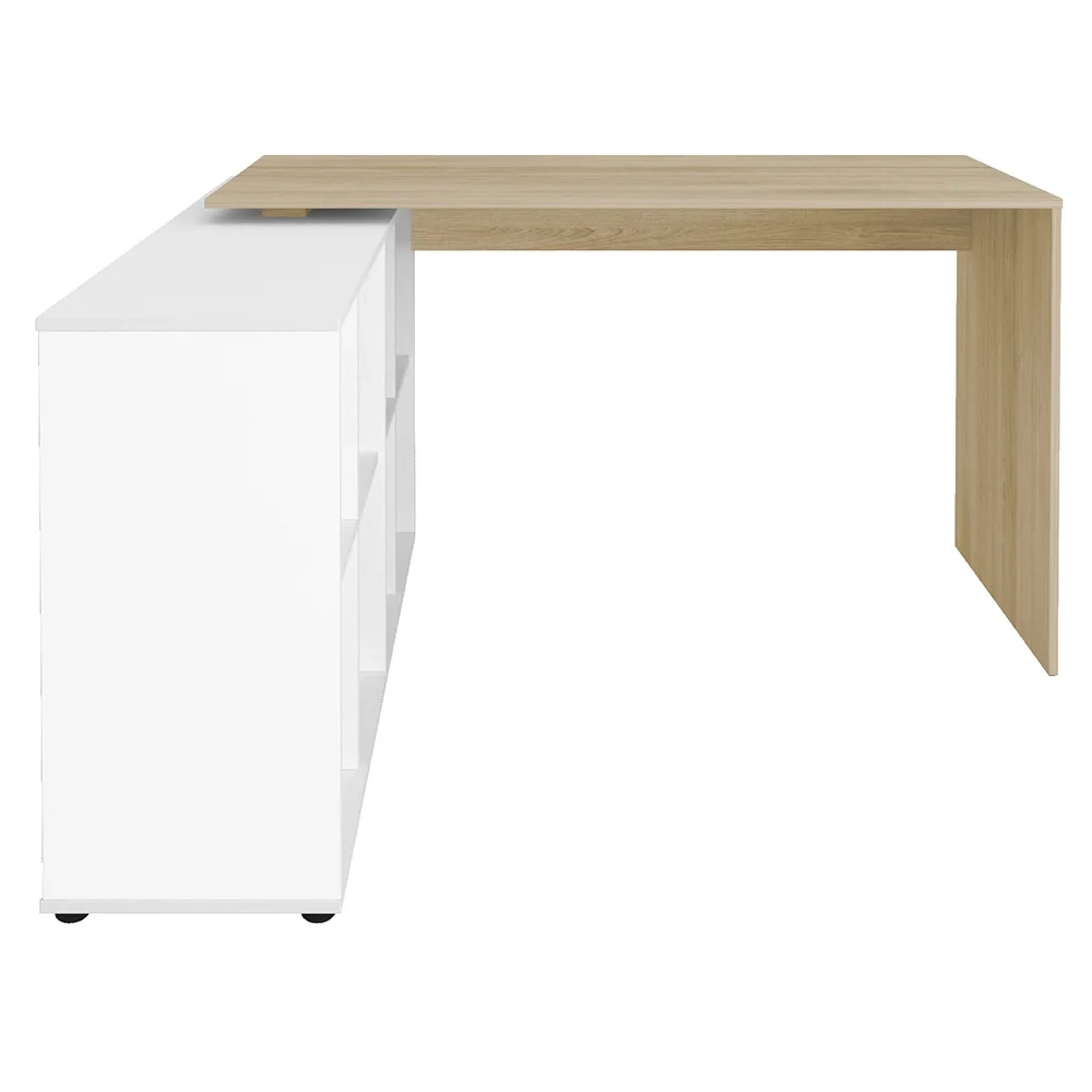 Conjunto Escritório Home Office 4 Peças Side A06 Branco/Carvalho - Mpozenato