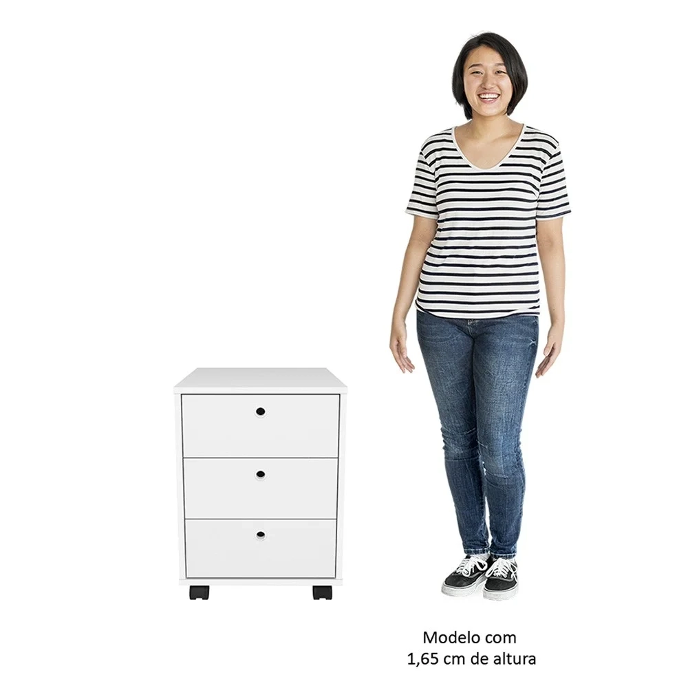 Conjunto Escritório Home Office 4 Peças Nil A06 Branco - Mpozenato