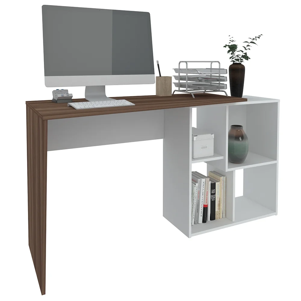 Conjunto Escritório Home Office 4 Peças Look A06 Branco/Ipê - Mpozenato