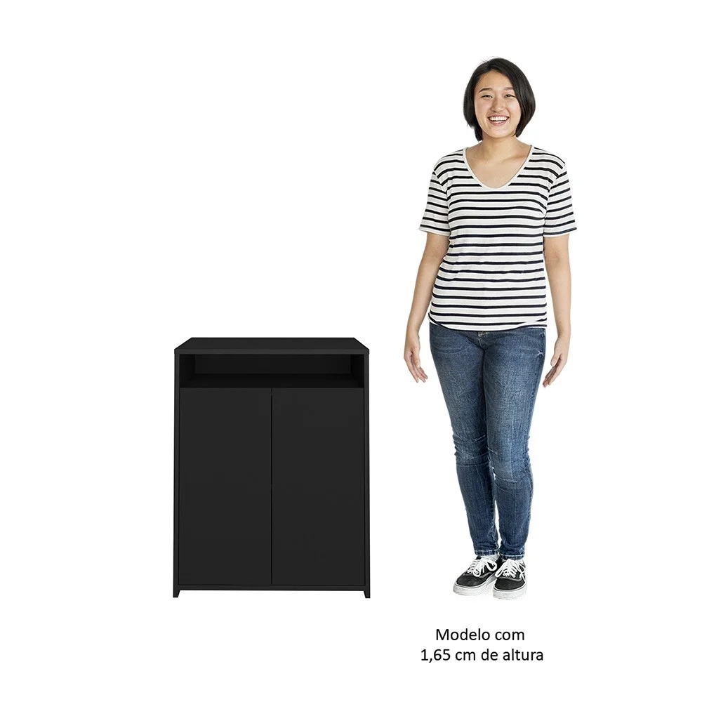 Conjunto Escritório Home Office 3 Peças Stela A06 Nogal/Preto - Mpozenato