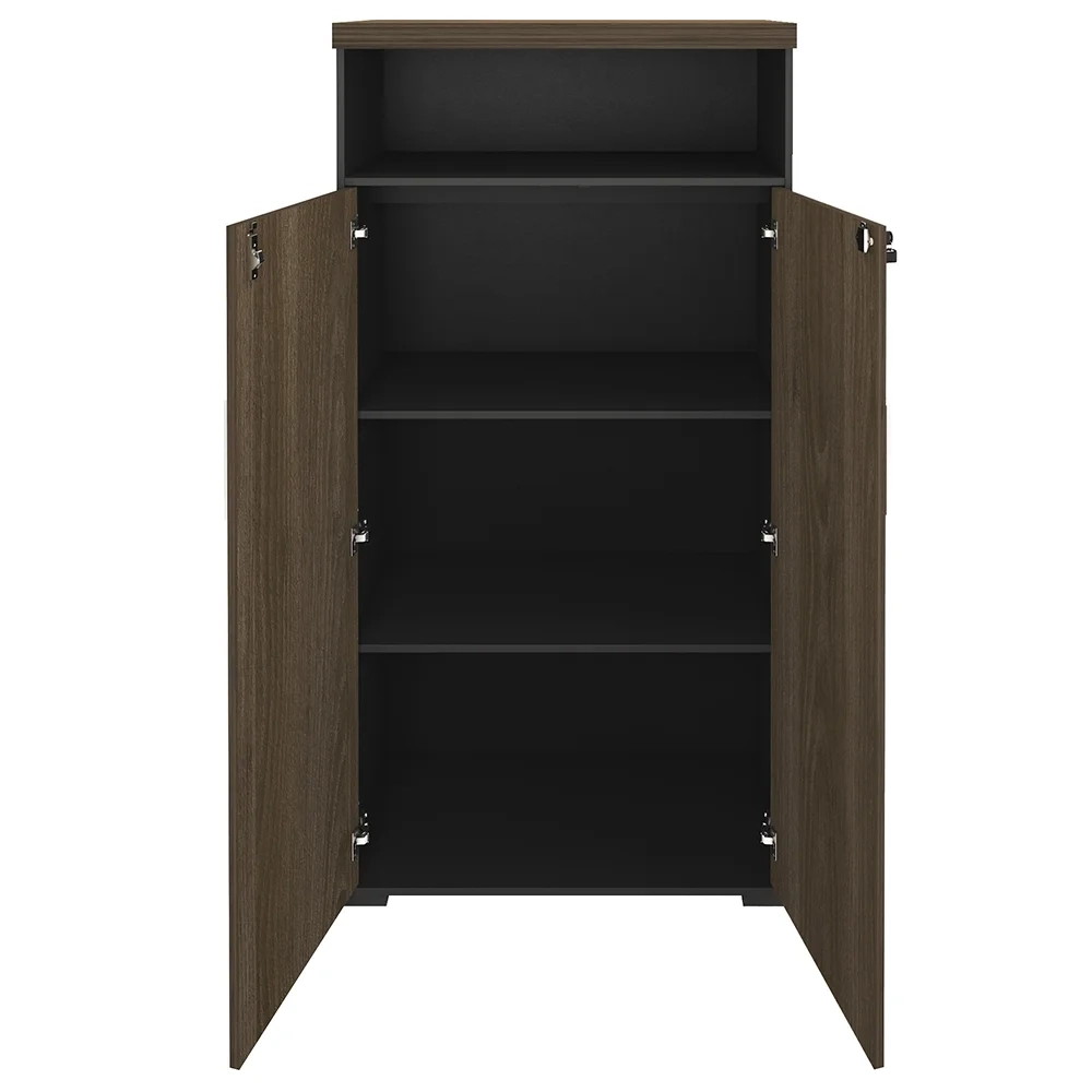 Mesa Escritório Presidente e Armário Alto 2 Portas Corp A06 Charuto/Preto - Mpozenato