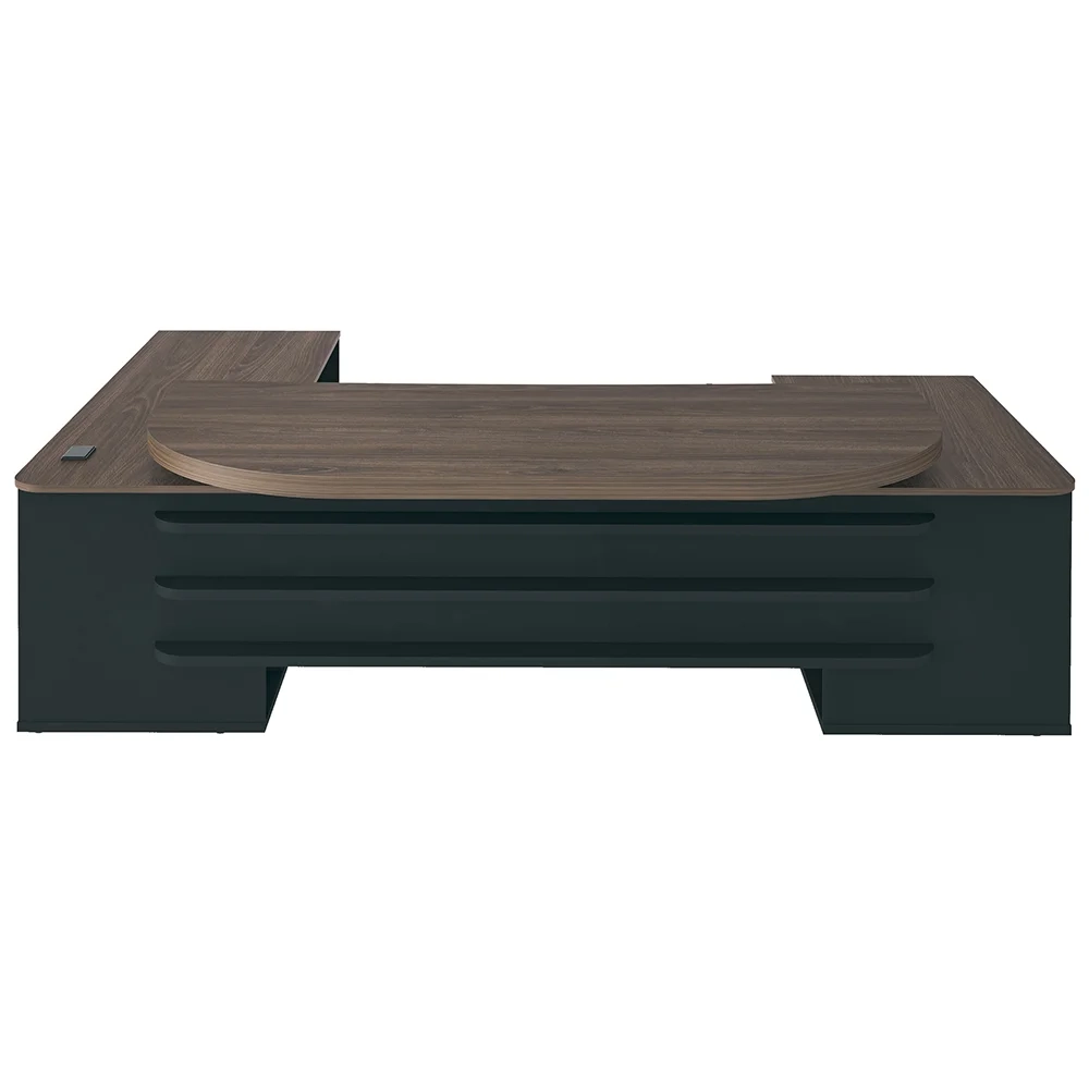 Mesa Escritório Presidente e Balcão 2 Portas 3 Gavetas Corp A06 Charuto/Preto - Mpozenato