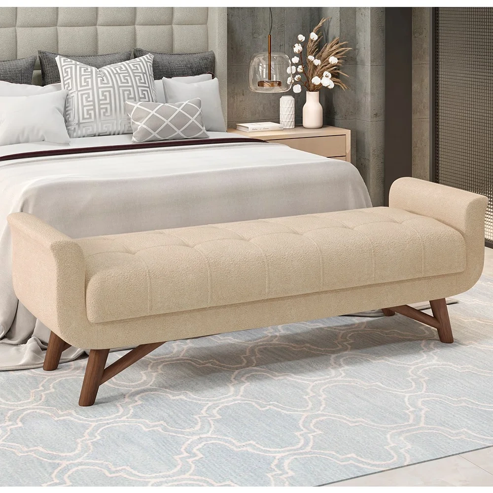 Cabeceira Cama Box Queen 160cm Pisa e Recamier Neville Z37 Boucle Bege - Mpozenato