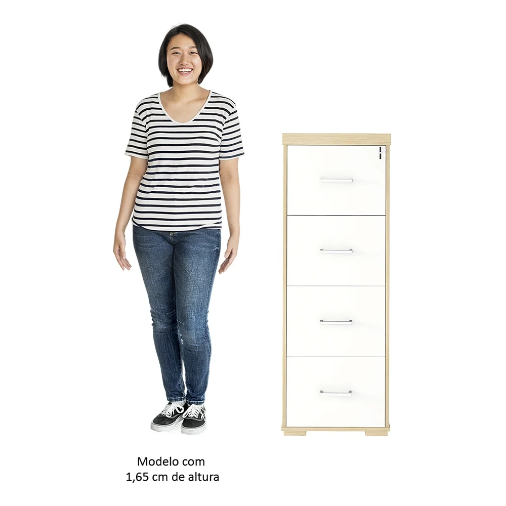 Conjunto Escritório Home Office 4 Peças Corp A06 Carvalho/Branco - Mpozenato