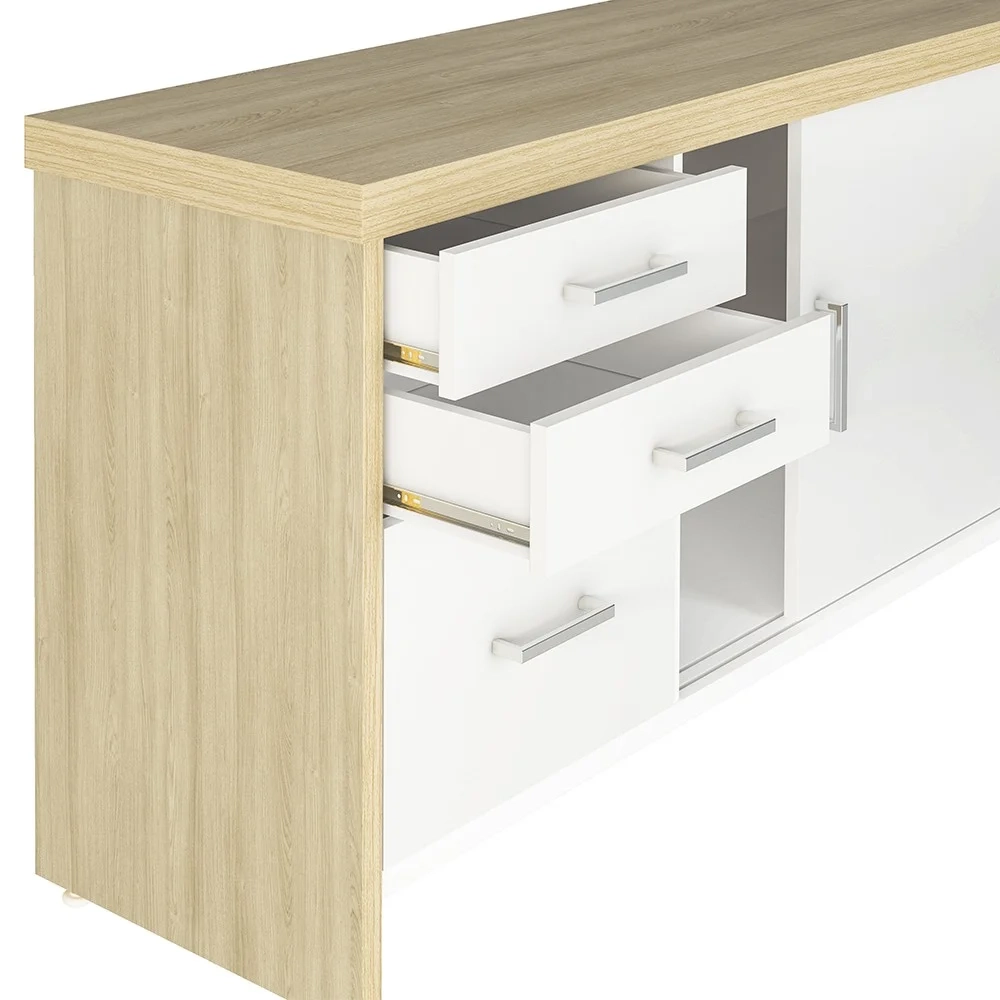 Conjunto Escritório Home Office 4 Peças Corp A06 Carvalho/Branco - Mpozenato