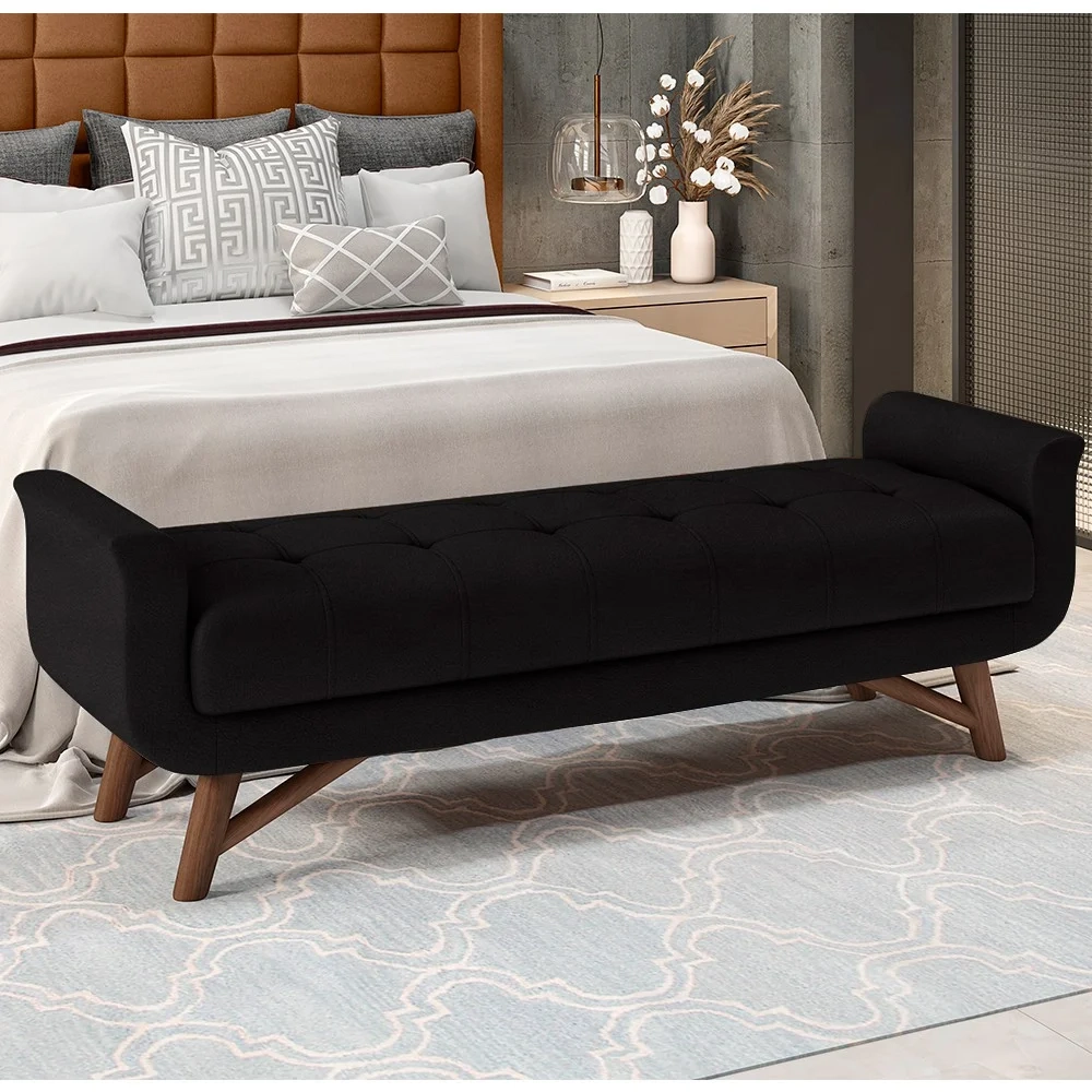 Cabeceira Cama Box Queen 160cm Pisa e Recamier Neville Z37 Sintético Preto - Mpozenato