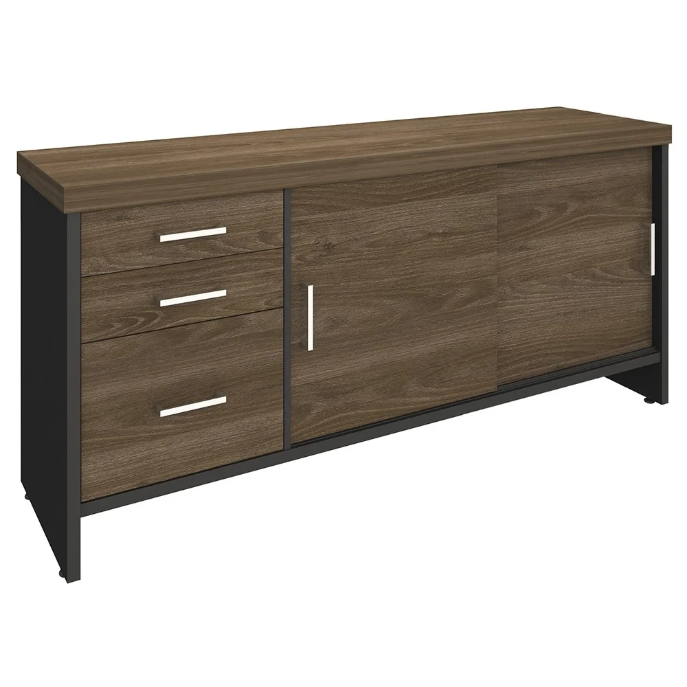 Conjunto Escritório Home Office 3 Peças Corp A06 Charuto/Preto - Mpozenato