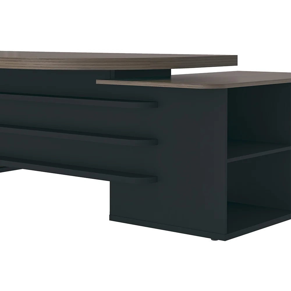 Conjunto Escritório Home Office 3 Peças Corp A06 Charuto/Preto - Mpozenato