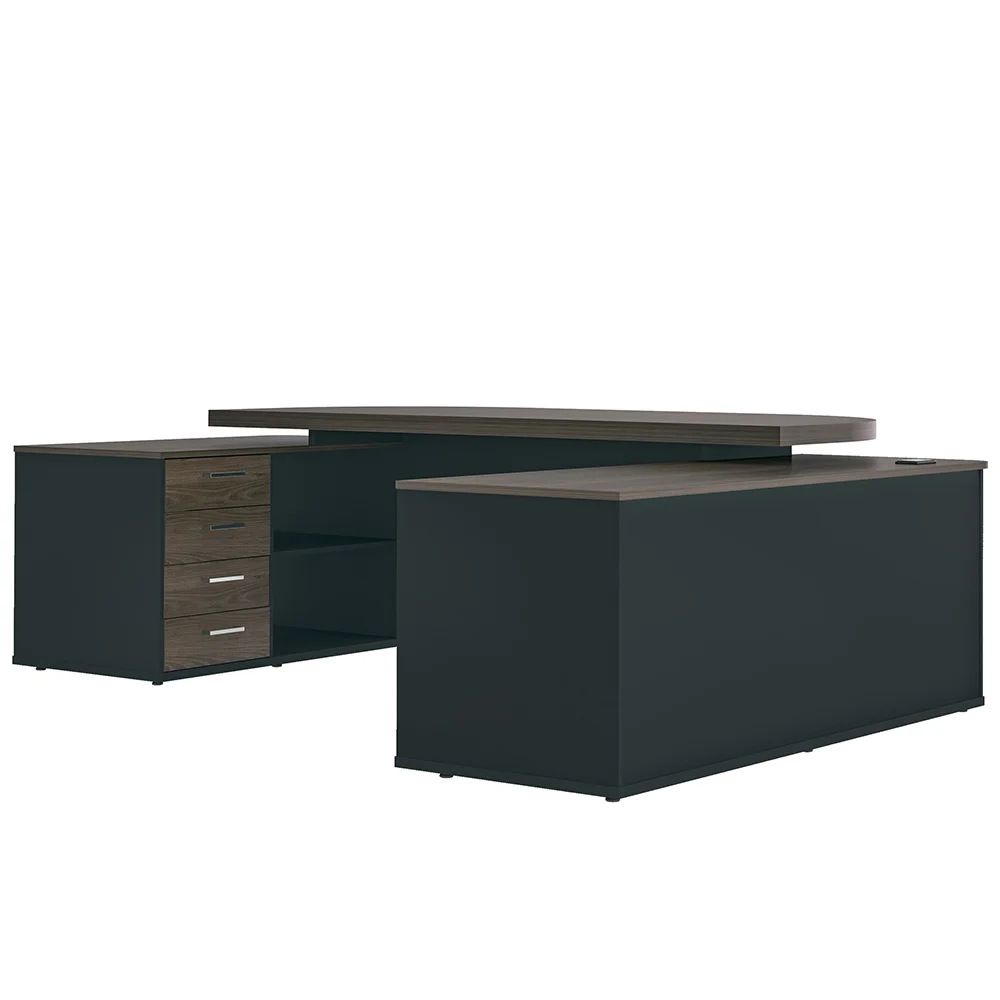 Conjunto Escritório Home Office 3 Peças Corp A06 Charuto/Preto - Mpozenato