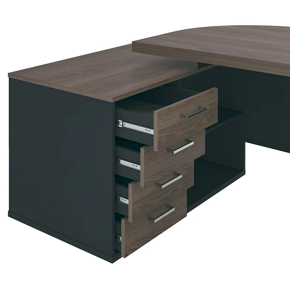 Conjunto Escritório Home Office 3 Peças Corp A06 Charuto/Preto - Mpozenato