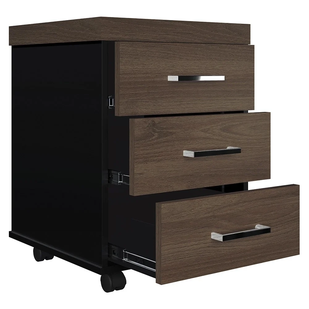 Mesa para Escritório 160cm e Gaveteiro com Rodízios Corp A06 Charuto/Preto - Mpozenato