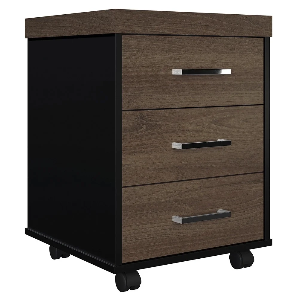 Mesa para Escritório 160cm e Gaveteiro com Rodízios Corp A06 Charuto/Preto - Mpozenato