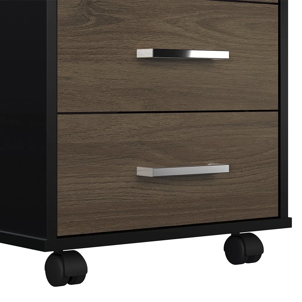 Mesa para Escritório 160cm e Gaveteiro com Rodízios Corp A06 Charuto/Preto - Mpozenato