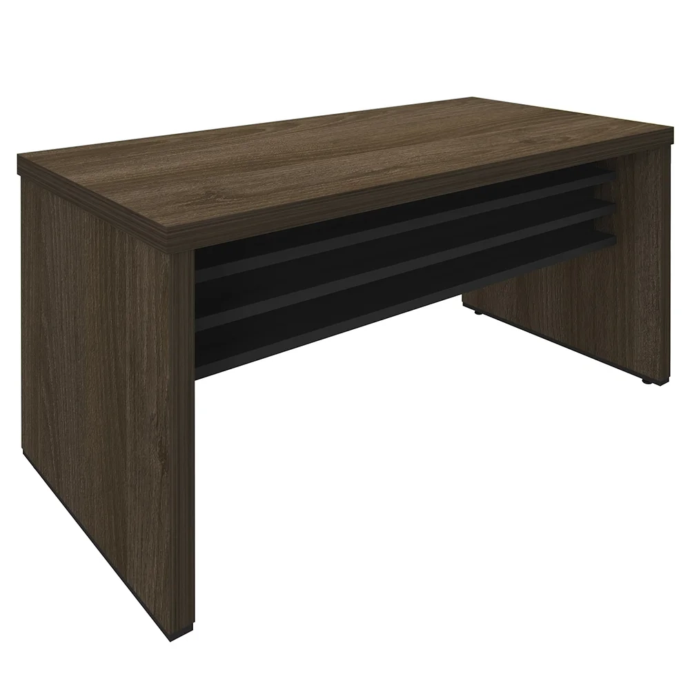 Mesa para Escritório 160cm e Gaveteiro com Rodízios Corp A06 Charuto/Preto - Mpozenato