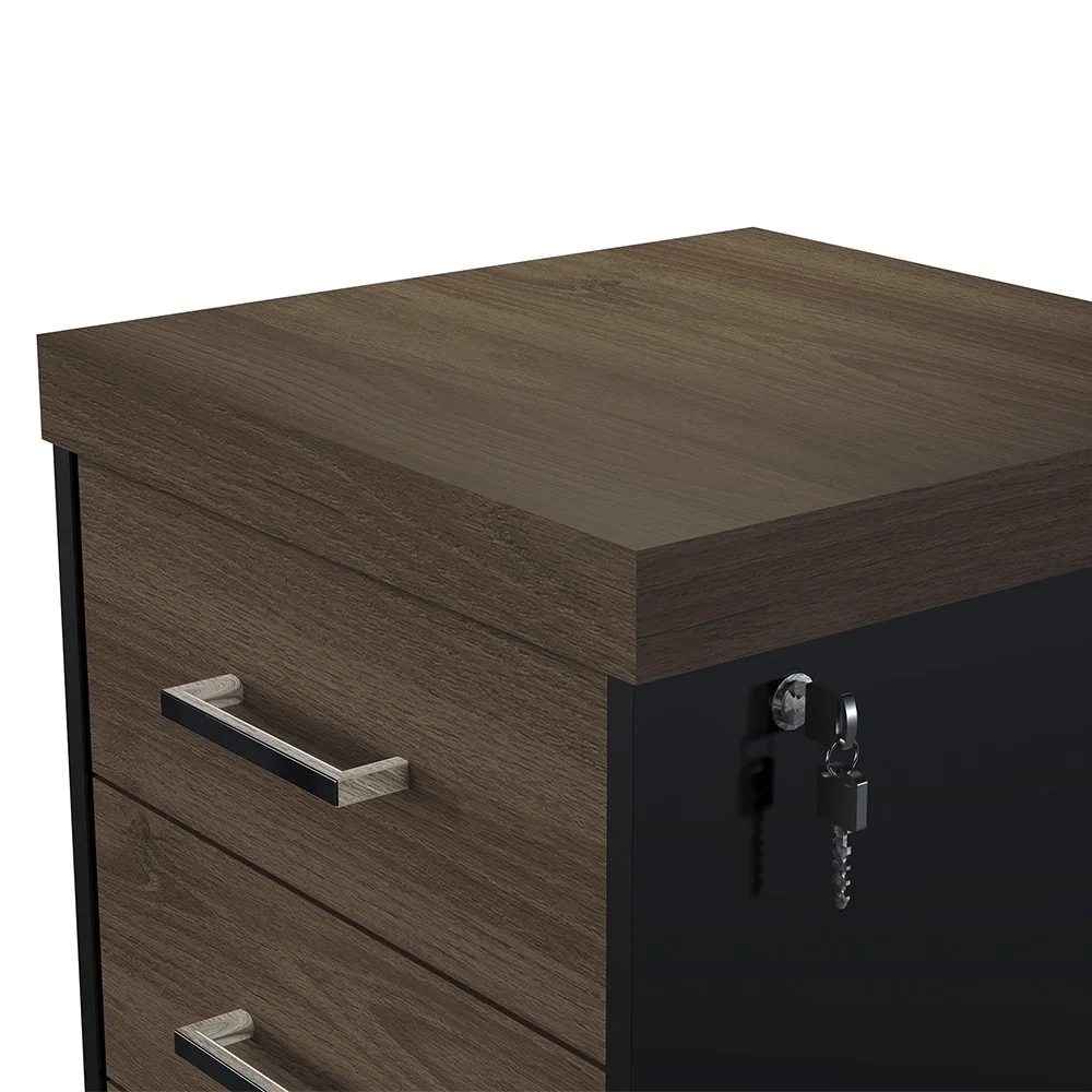 Mesa para Escritório 160cm e Gaveteiro com Rodízios Corp A06 Charuto/Preto - Mpozenato