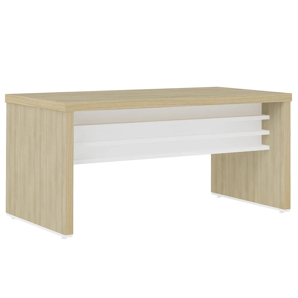 Mesa para Escritório 160cm e Gaveteiro com Rodízios Corp A06 Carvalho/Branco - Mpozenato