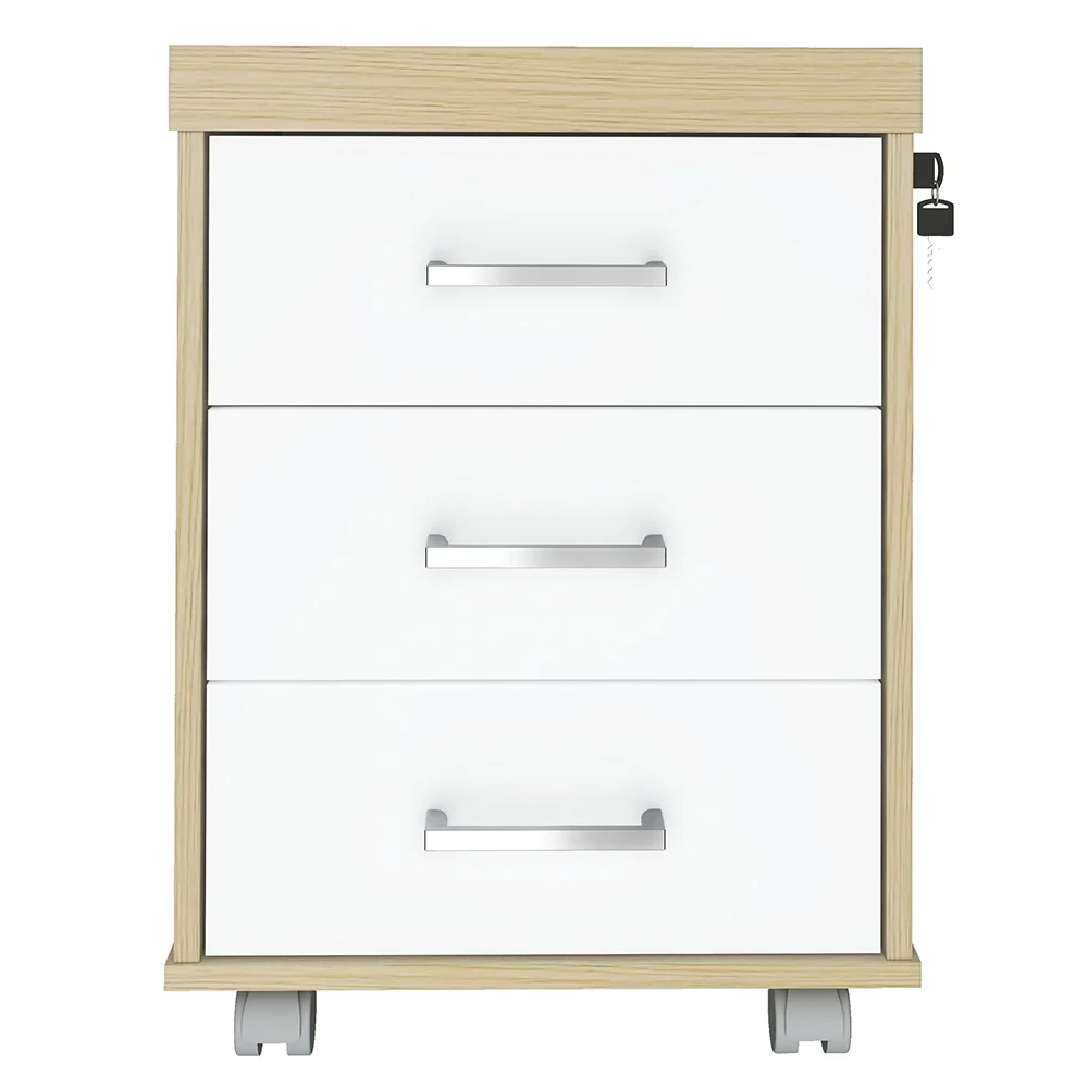 Mesa para Escritório 160cm e Gaveteiro com Rodízios Corp A06 Carvalho/Branco - Mpozenato