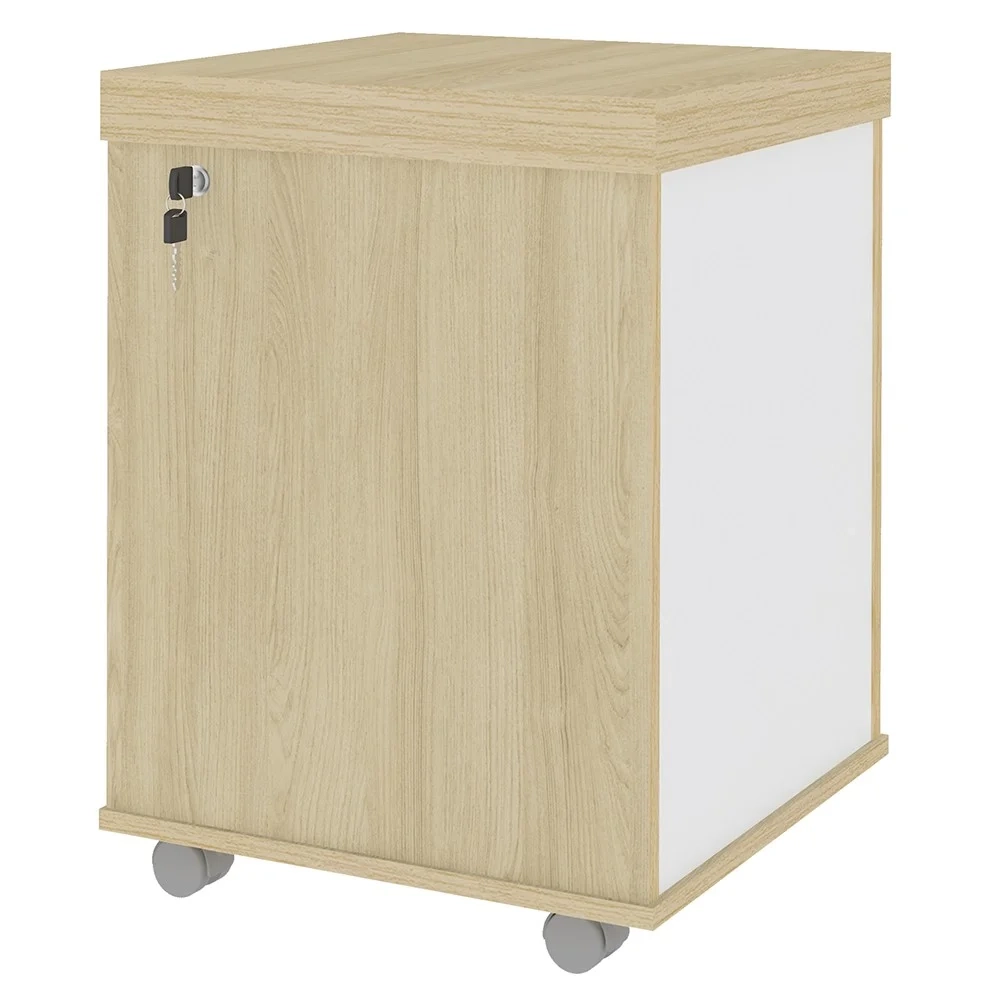 Mesa para Escritório 160cm e Gaveteiro com Rodízios Corp A06 Carvalho/Branco - Mpozenato