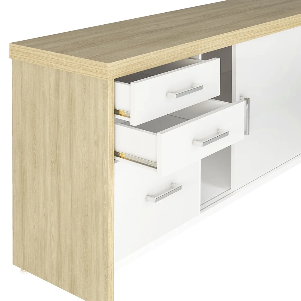 Conjunto Escritório Home Office 5 Peças Corp A06 Carvalho/Branco - Mpozenato