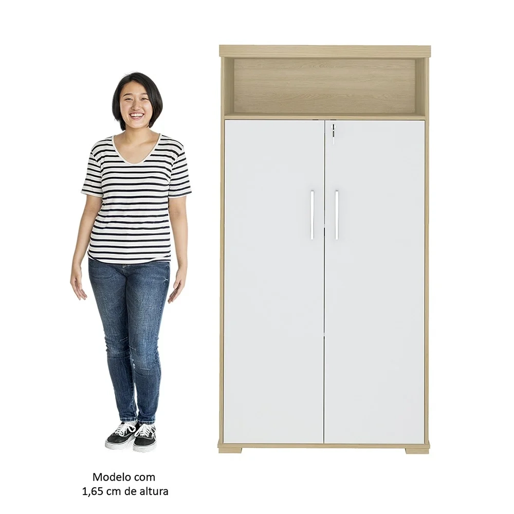 Conjunto Escritório Home Office 5 Peças Corp A06 Carvalho/Branco - Mpozenato