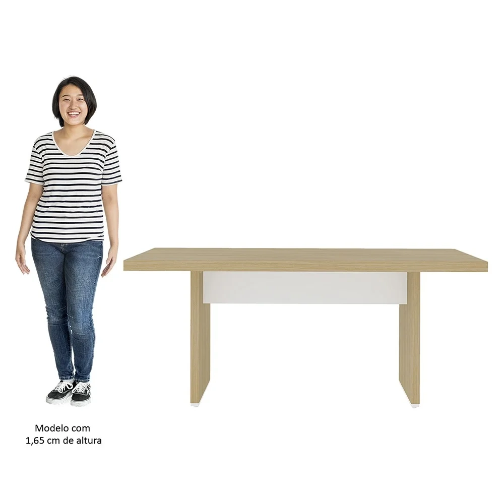 Kit 2 Mesas de Escritório Reunião 200cm Corp A06 Carvalho/Branco - Mpozenato
