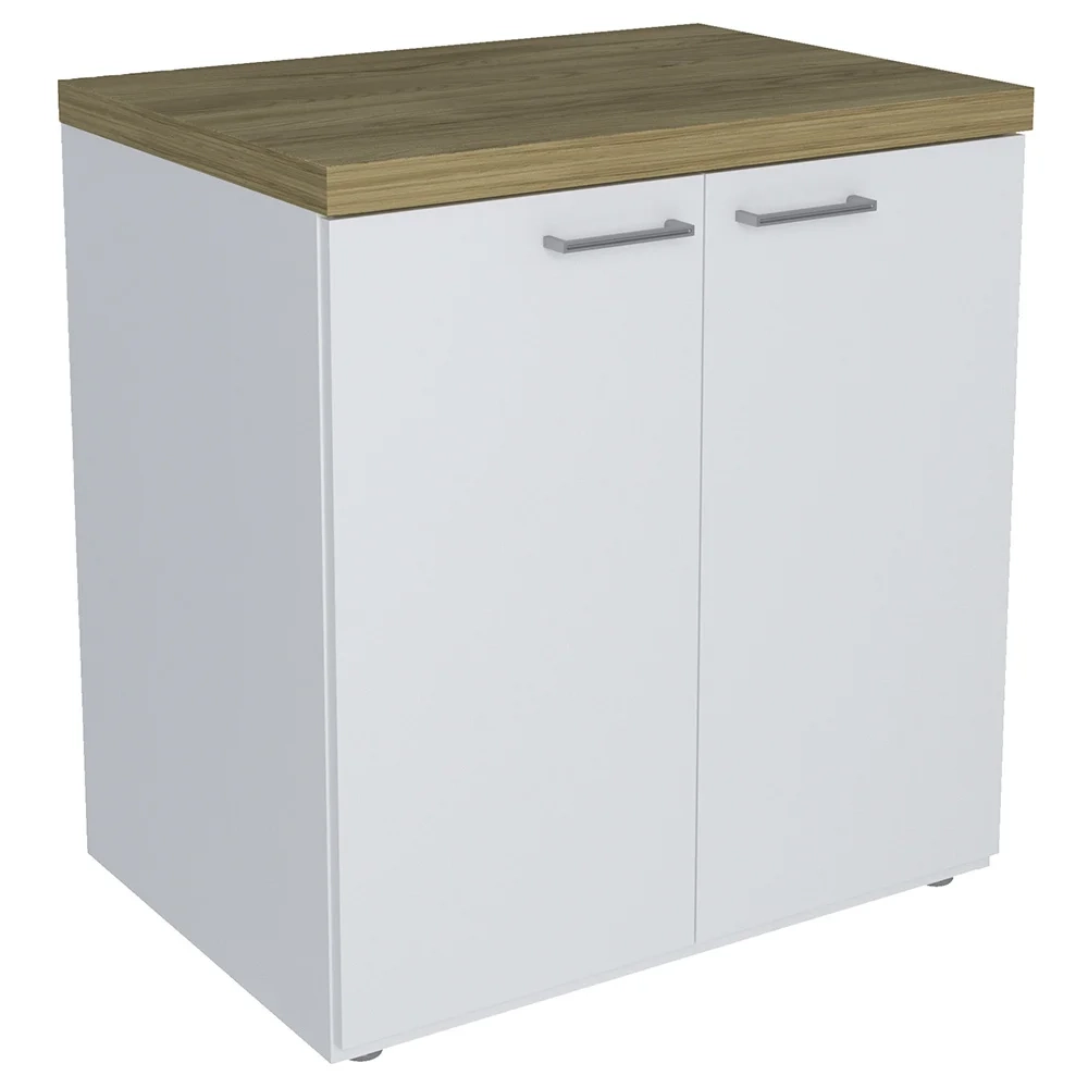 Conjunto Escritório 3 Peças Mesa em L Golden A06 Olmo/Branco - Mpozenato