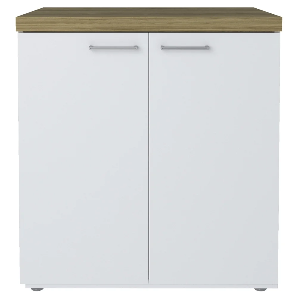 Conjunto Escritório 3 Peças Mesa em L Golden A06 Olmo/Branco - Mpozenato