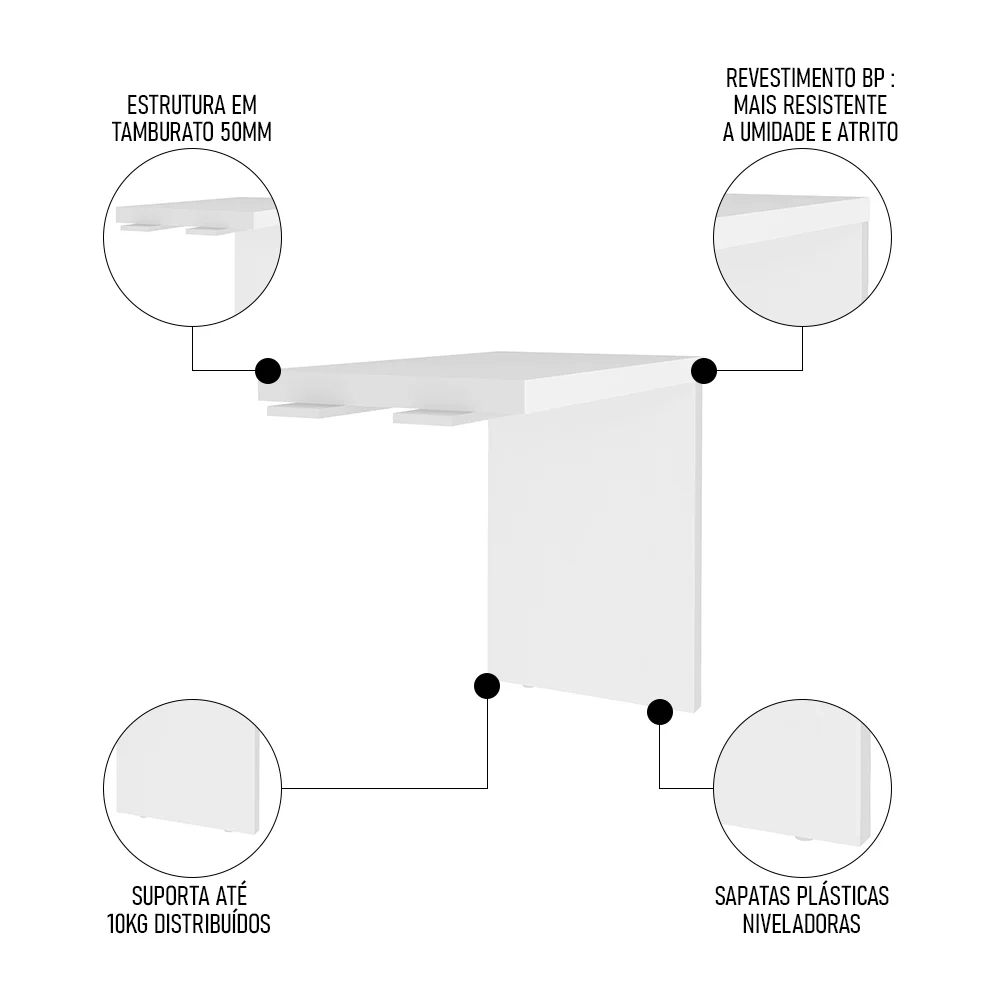 Conjunto Escritório Completo 5 Peças Corp A06 Carvalho/Branco - Mpozenato