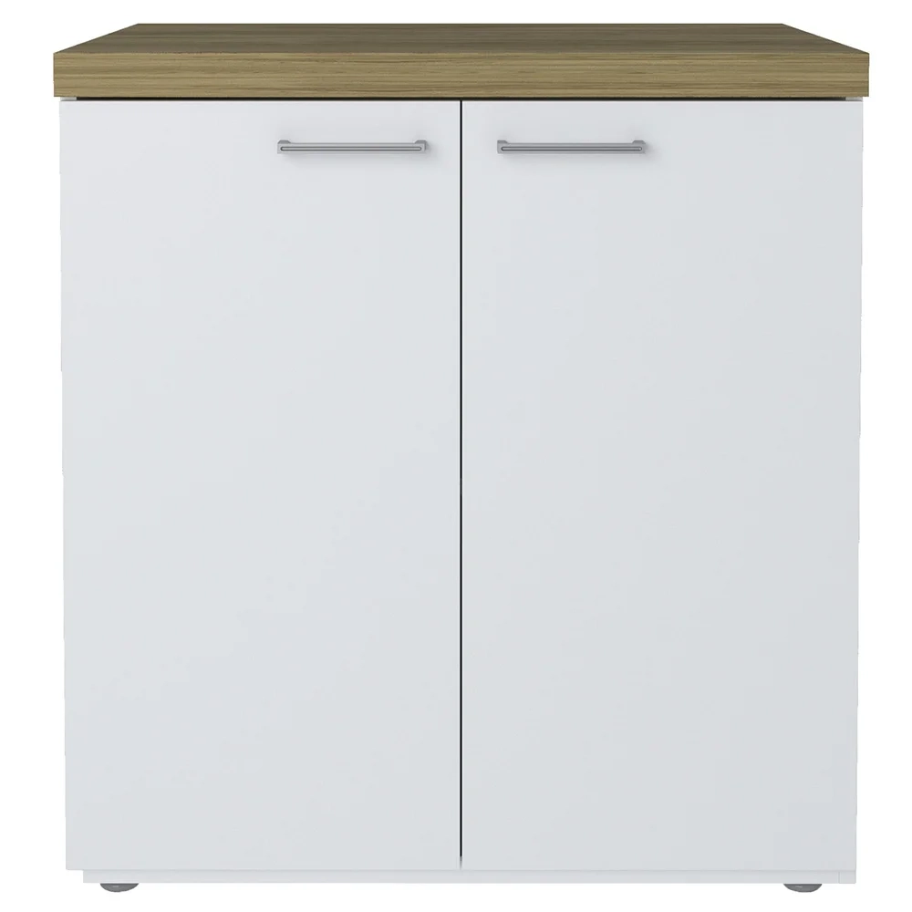 Mesa Escrivaninha em L Golden e Balcão 2 Portas Tok A06 Olmo/Branco - Mpozenato