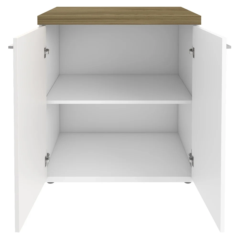 Mesa Escrivaninha em L Golden e Balcão 2 Portas Tok A06 Olmo/Branco - Mpozenato