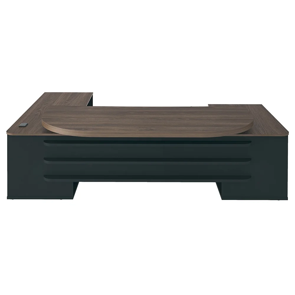 Conjunto Escritório Home Office 3 Peças Mesa em U Corp A06 Charuto/Preto - Mpozenato