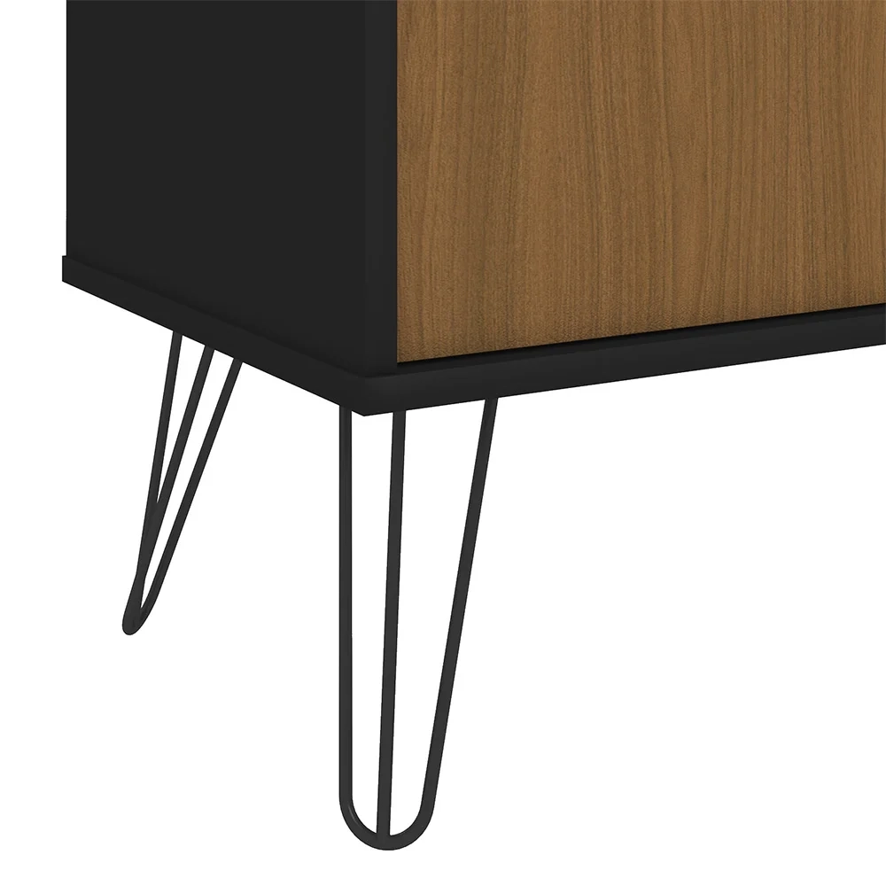 Mesa Escrivaninha em L Golden e Estante Livreiro 2 Portas Lit A06 Freijó/Preto - Mpozenato