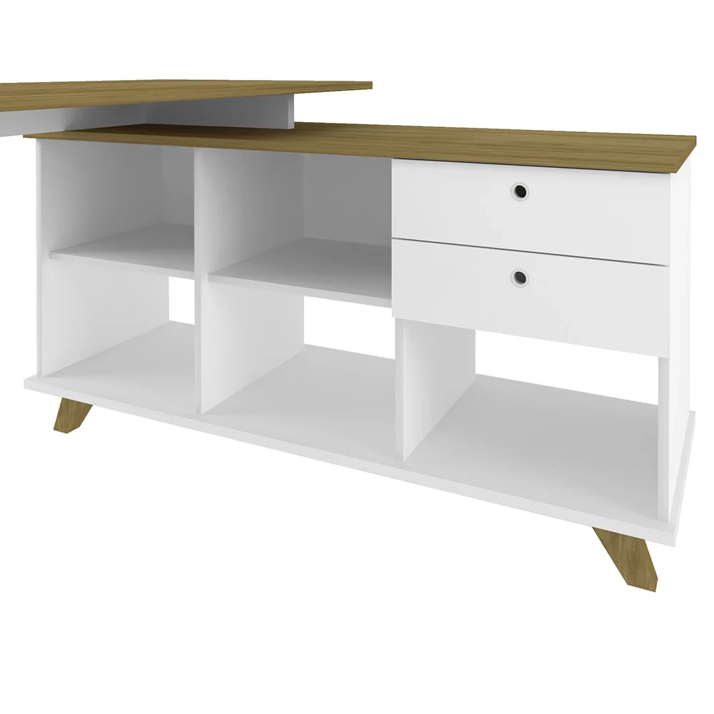 Conjunto Escritório Home Office 4 Peças Golden A06 Olmo/Branco - Mpozenato