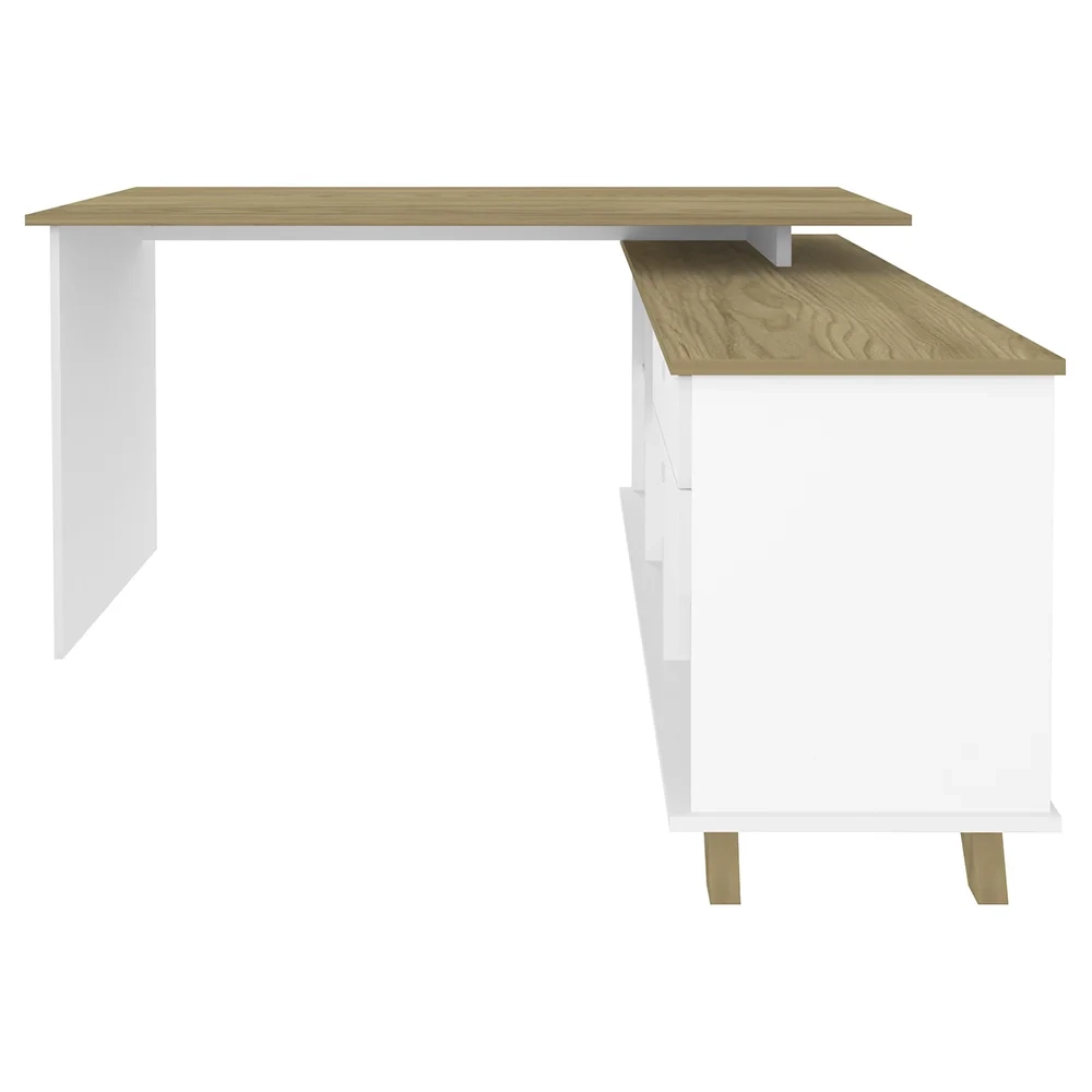 Conjunto Escritório Home Office 4 Peças Golden A06 Olmo/Branco - Mpozenato