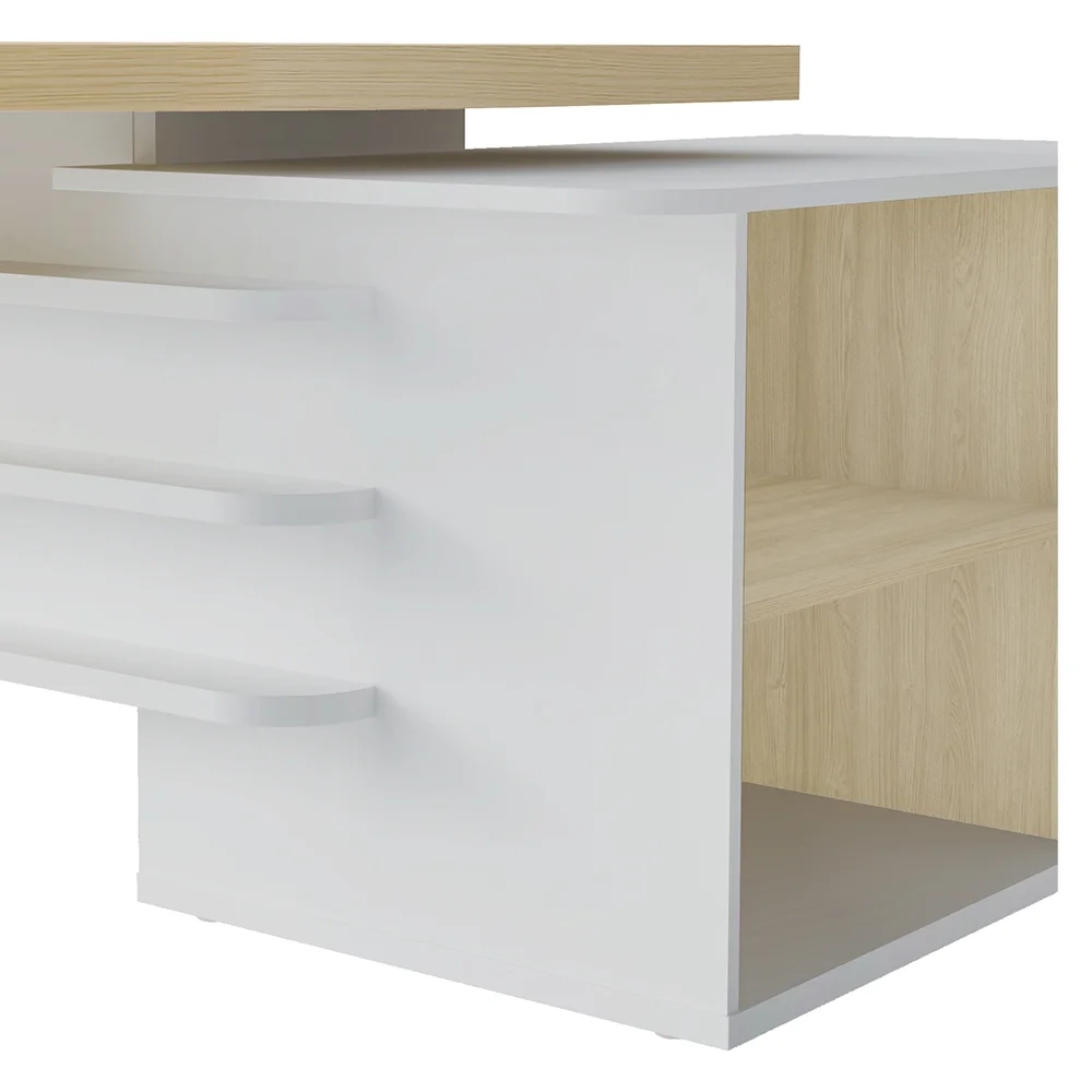 Conjunto Escritório Home Office 3 Peças Corp A06 Carvalho/Branco - Mpozenato