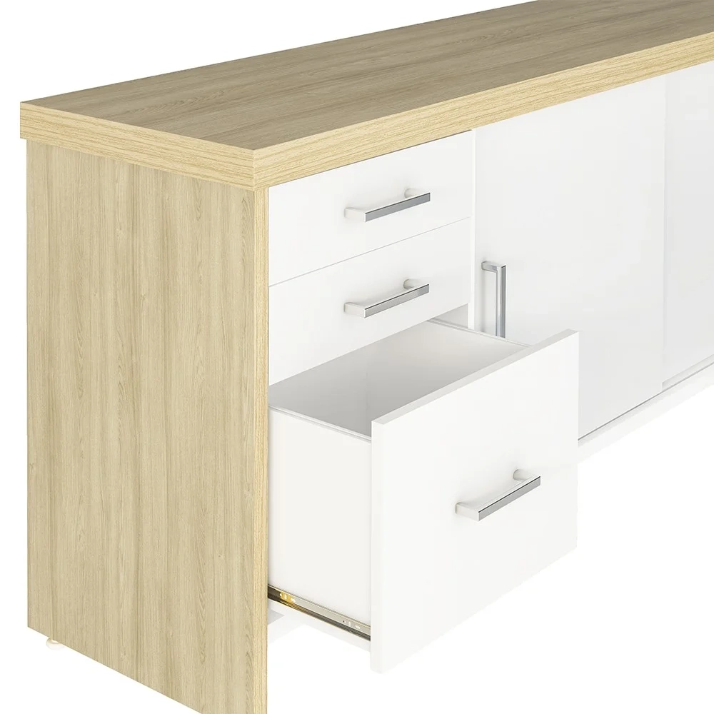 Conjunto Escritório Home Office 3 Peças Corp A06 Carvalho/Branco - Mpozenato