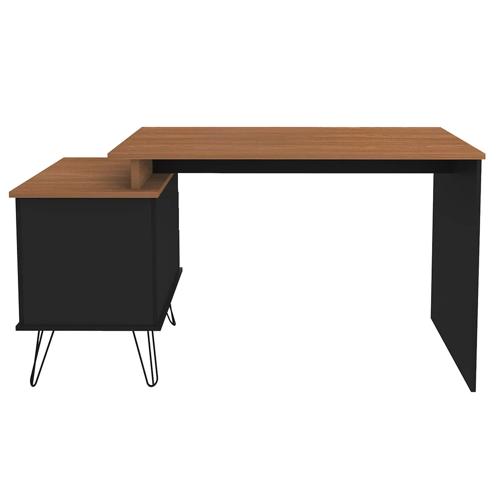 Conjunto Escritório Home Office 4 Peças Lux Industrial A06 Freijó/Preto - Mpozenato